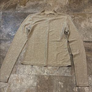 Reformation Shimmering Beige Long Sleeve Top